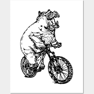 SEEMBO Hippopotamus Cycling Bicycle Bicycling Biking Bike Posters and Art